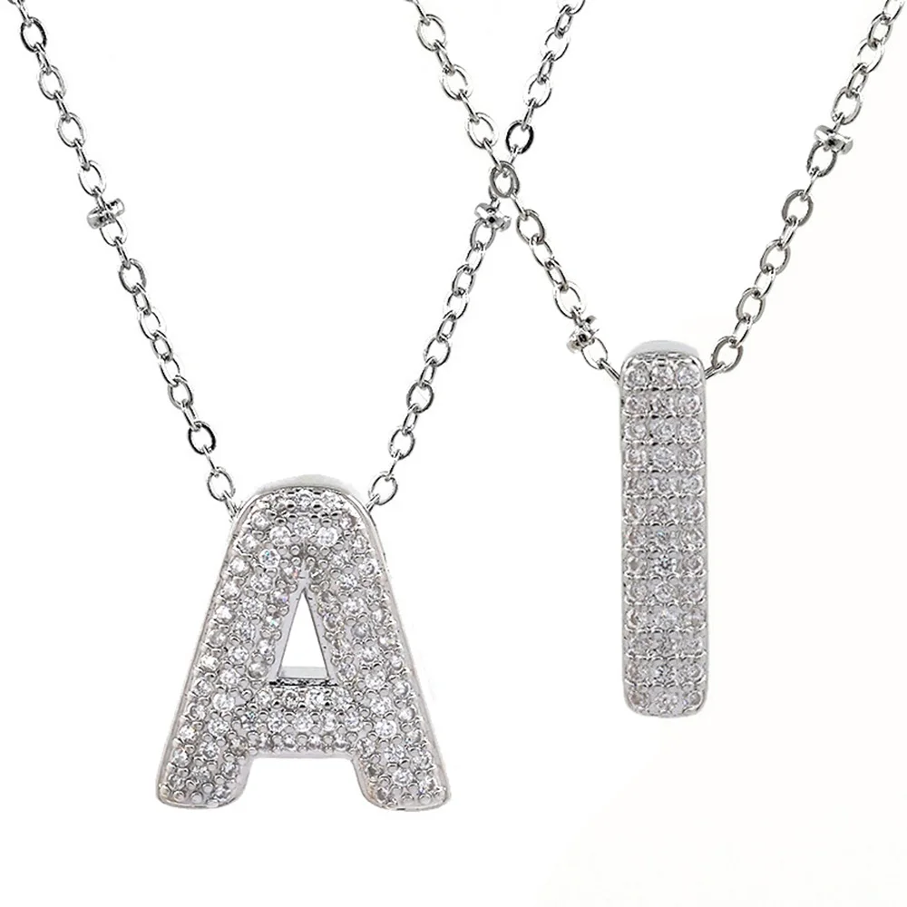 Moda A-Z iniziale lettera alfabeto ciondolo Cubic Zirconia placcato oro argento nome personalizzato per le donne collana accessori gioielli