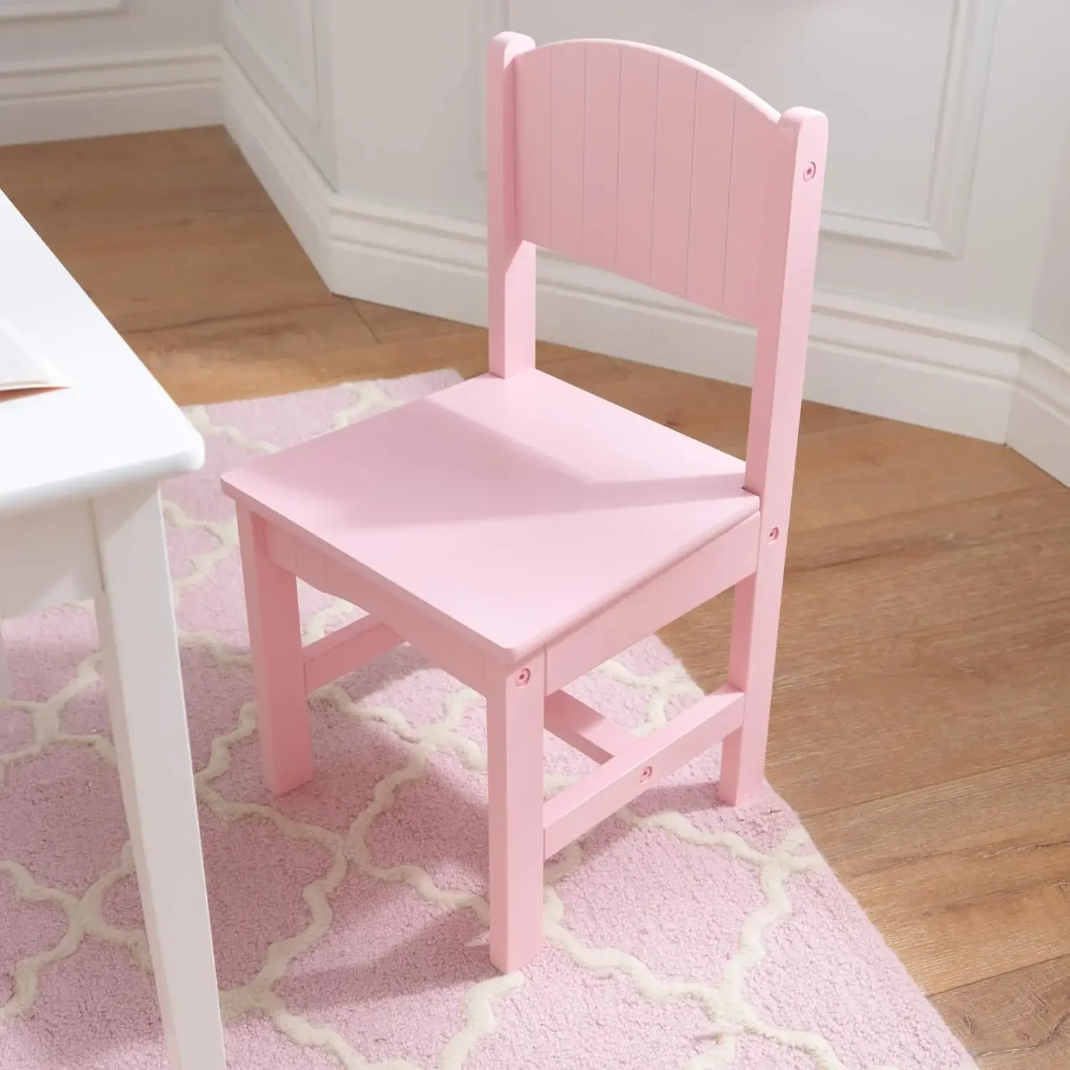 Nantucket Kid's Wooden Table & 4 Chairs Set with Wainscoting Detail, Pastel