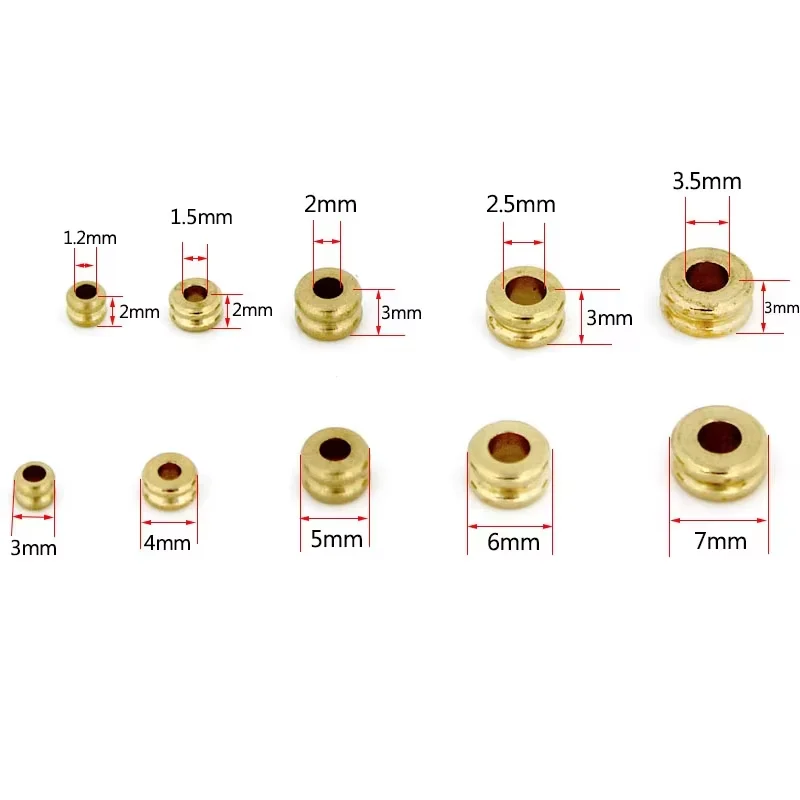 50 Stück 3–7 mm Messingperlen, doppellagiges Metall, lose Distanzperlen für DIY handgefertigte Armbänder, Halsketten, Schmuckherstellung, Zubehör – Detail 1