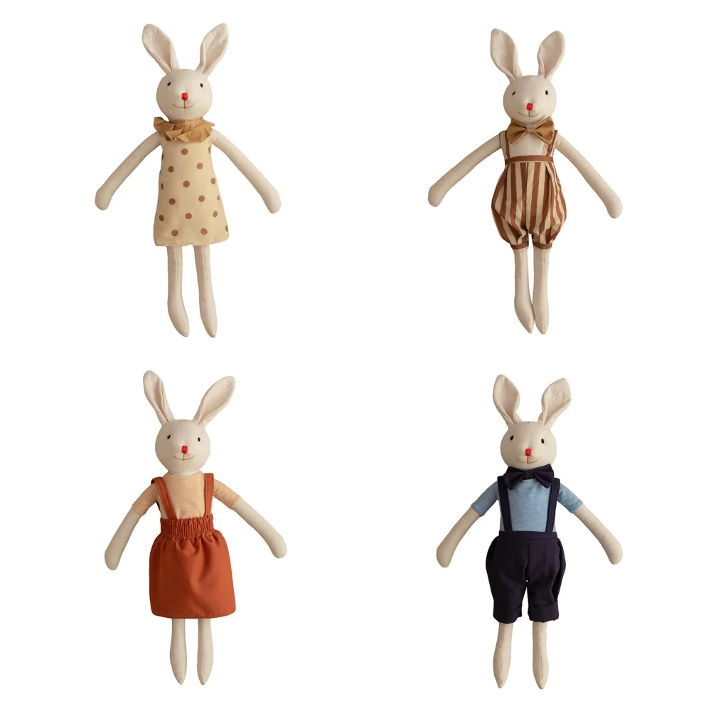 

Stuffed Bunny Animal Doll Cloth Dress Couple Rabbit Toys For Infant Cuddling Sleep Doll Creative Christmas Gifts For Kids