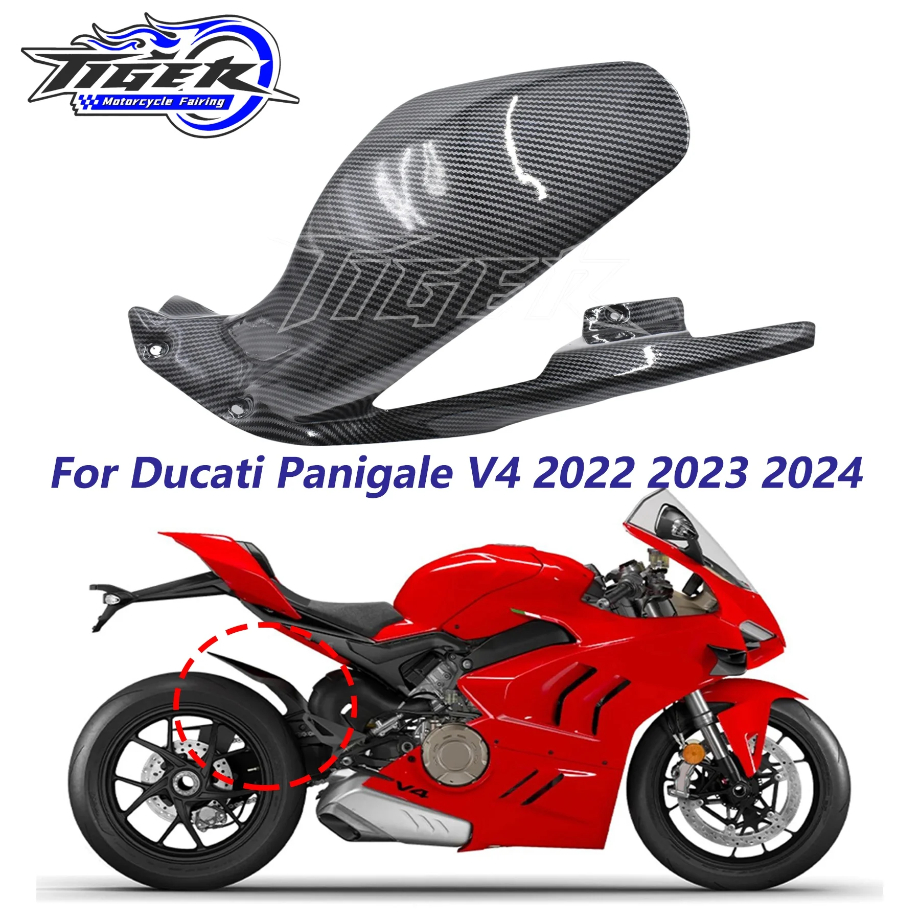 

Motorbike V4 Front Mudguard For DUCATI Panigale V4 S R SP 2022 2023 2024 V4S Rear Fender Hugger Splash Guard Carbon