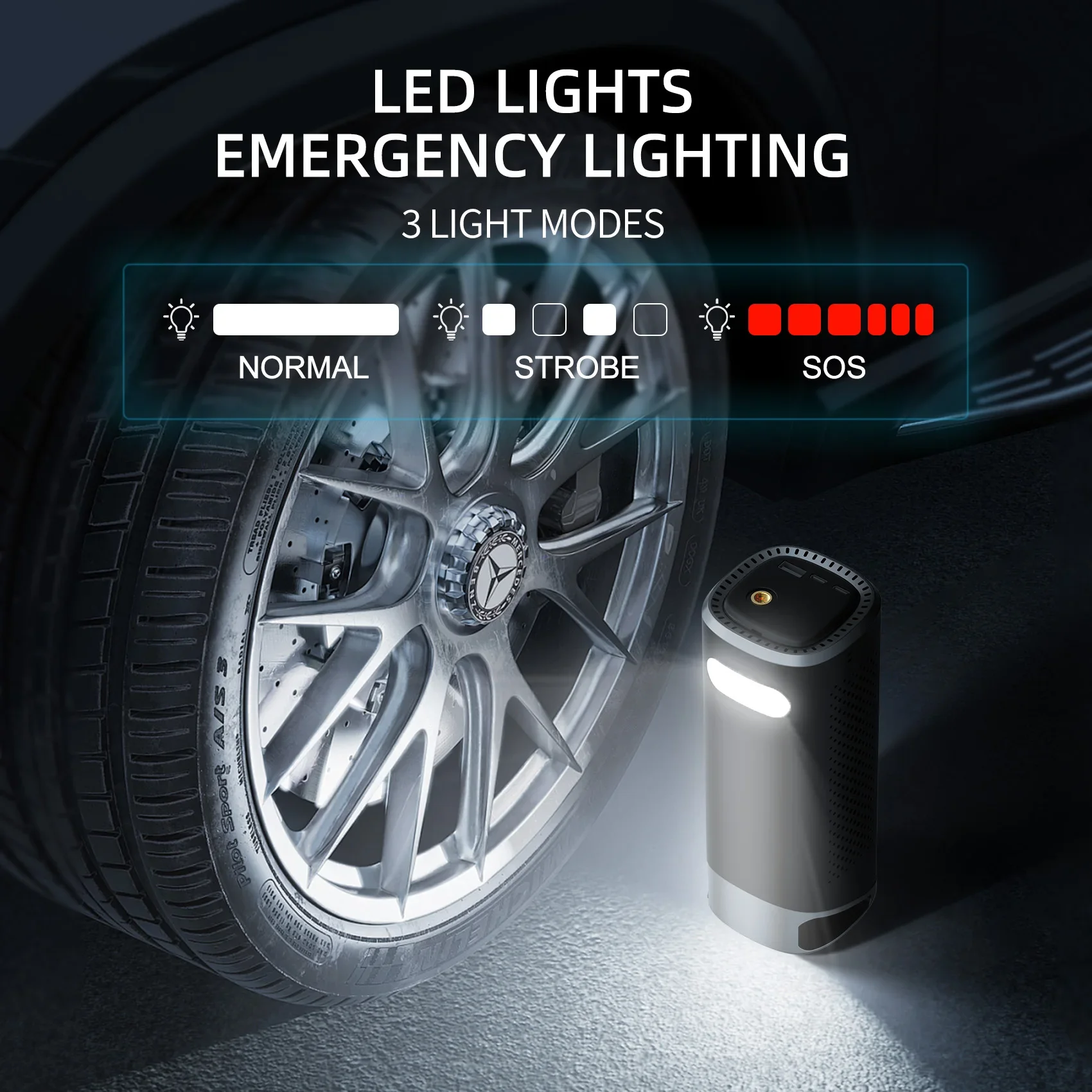 6000mAh Strong Core 2 in 1 Car Jump Starter Tire Inflator Dead Battery Booster Digital Display Emergency Air Pump Rescue Tool