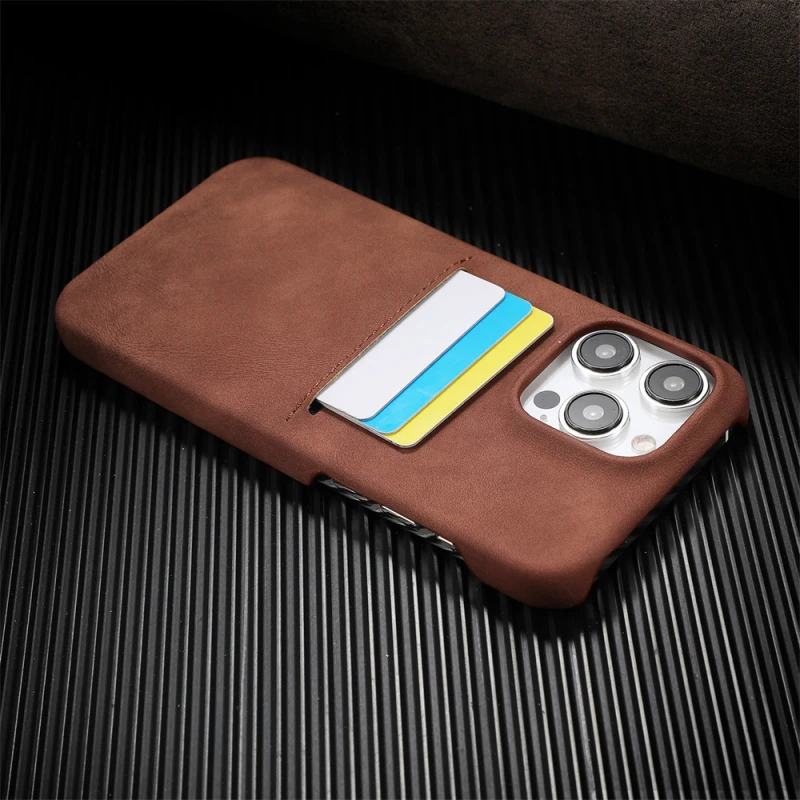 High Quality Leather PU Card Slot Phone Case For iPhone 12 13 14 15 Pro Max 14 Plus Bumper Shockproof Protective Back Cover