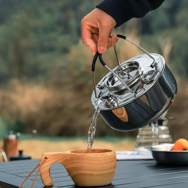 

Kettle For Open Fire Stainless Steel Coffee Pot For Backpacking Campfire Backpacking Water Pot Outdoor Accessories For Picnic