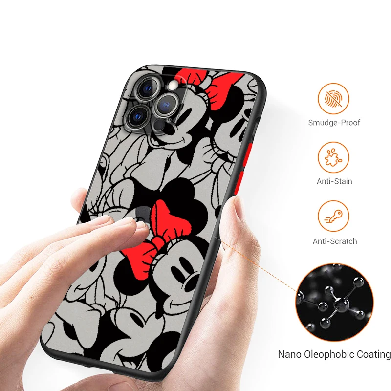 Mickey Mouse Minnie Frosted Translucent For Apple iPhone 16 15 14 13 12 11 XS XR X Pro Max Plus Mini TPU Phone Case