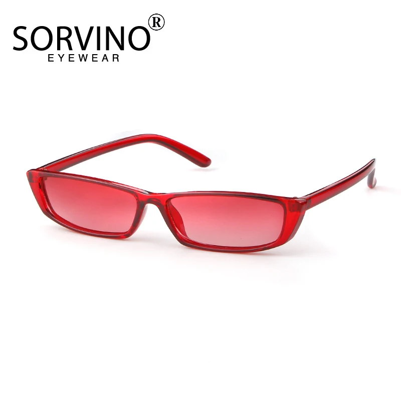SORVINO Small Narrow Rectangle Sunglasses Men Women 2024 Brand Designer Black Red Purple Tiny Sun Glasses Shades UV400 Oculos