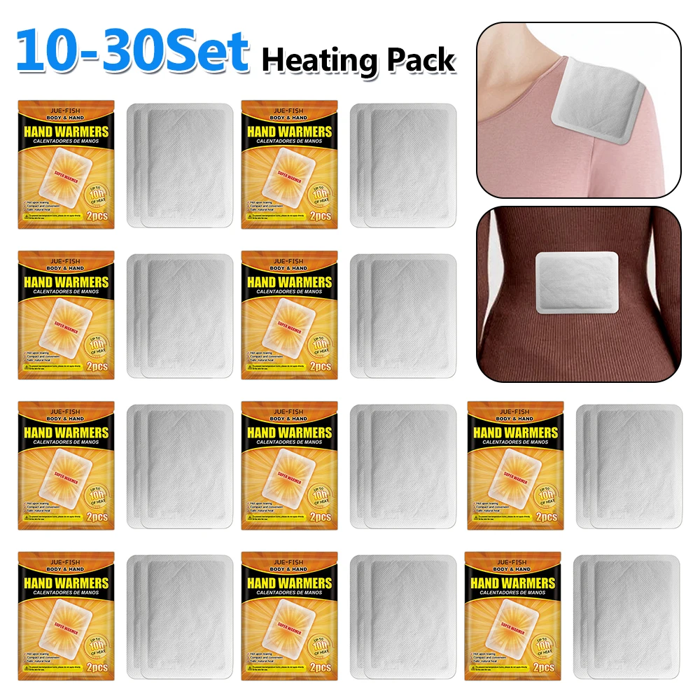 10-30Set Disposable Heat Pad Long Lasting Hot Hand Warmer Paste Natural Odorless Self Adhesive for Winter Outdoor Activities