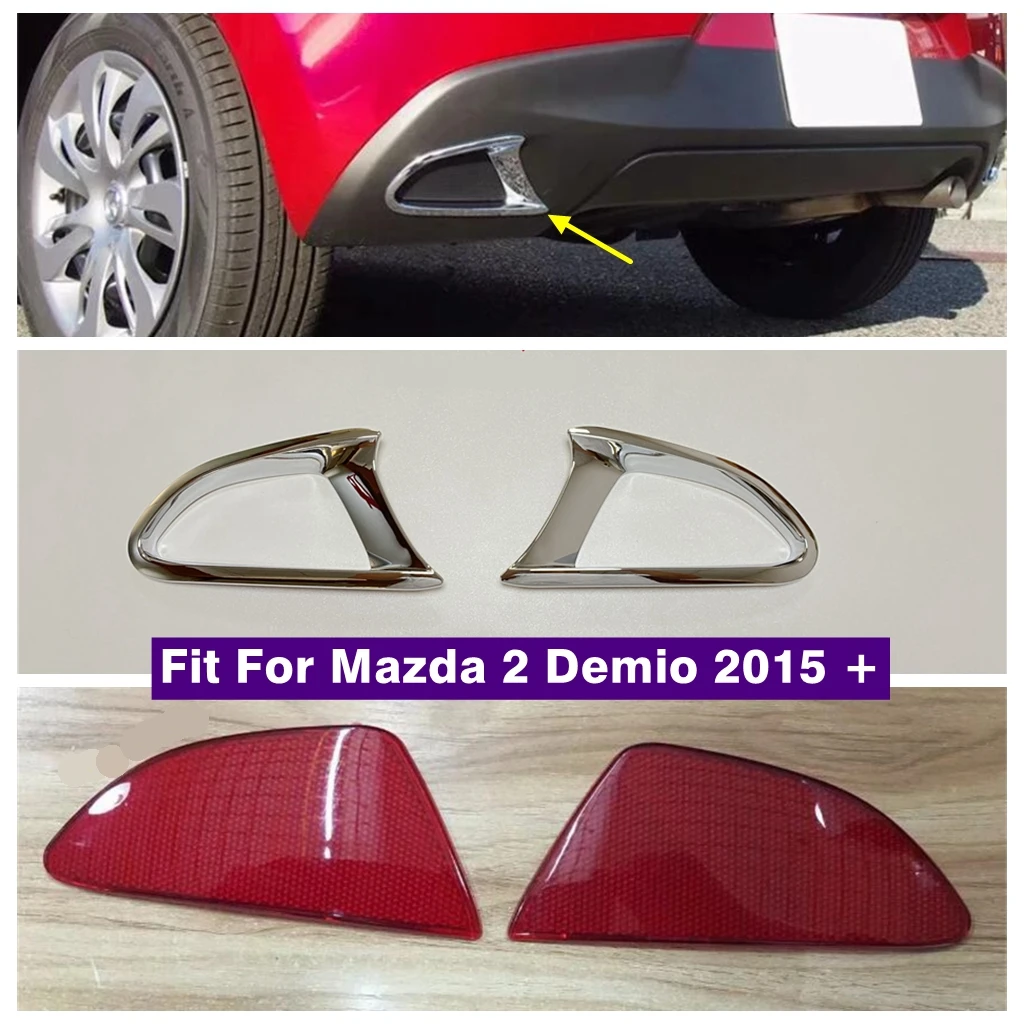 

Rear Tail Back Fog Lights Lamps Frame Decorative Panel Trim Fit For Mazda 2 Demio 2015 - 2021 Red / Chrome Style Accessories