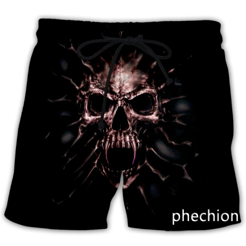 phechion New Fashion Men/Women Devil Ghost Skull 3D Print Casual Shorts Novelty Streetwear Men Loose Sporting Shorts L23