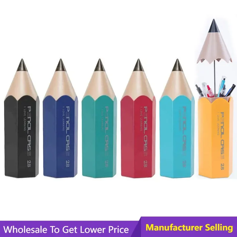 

Creative Pencil Shape Pen Holder Desktop Organizer Stand Stationery Storage Office School Supplies Dustproof Pen Holder With Lid