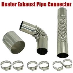 Exhaust Pipe Tube Car Accessories Elbow Connector w/ 2 Clamps Stainless Steel For Eberspacher Webasto Air Diesel Parking Heater