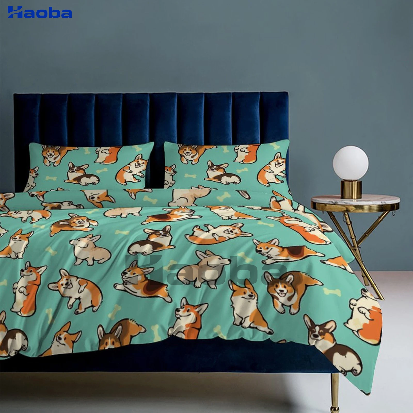 Cute Corgi Three Piece Bedding Set Children or Adults for Beds Quilt Covers Birthday Gifts for Women Men