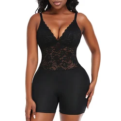 Plus Size Lace Cami Sling Shapewear, Elevador De Bunda Preta, Slim Fit, Decote Em V, Laço Sem Costas, Tank Tops Respiráveis