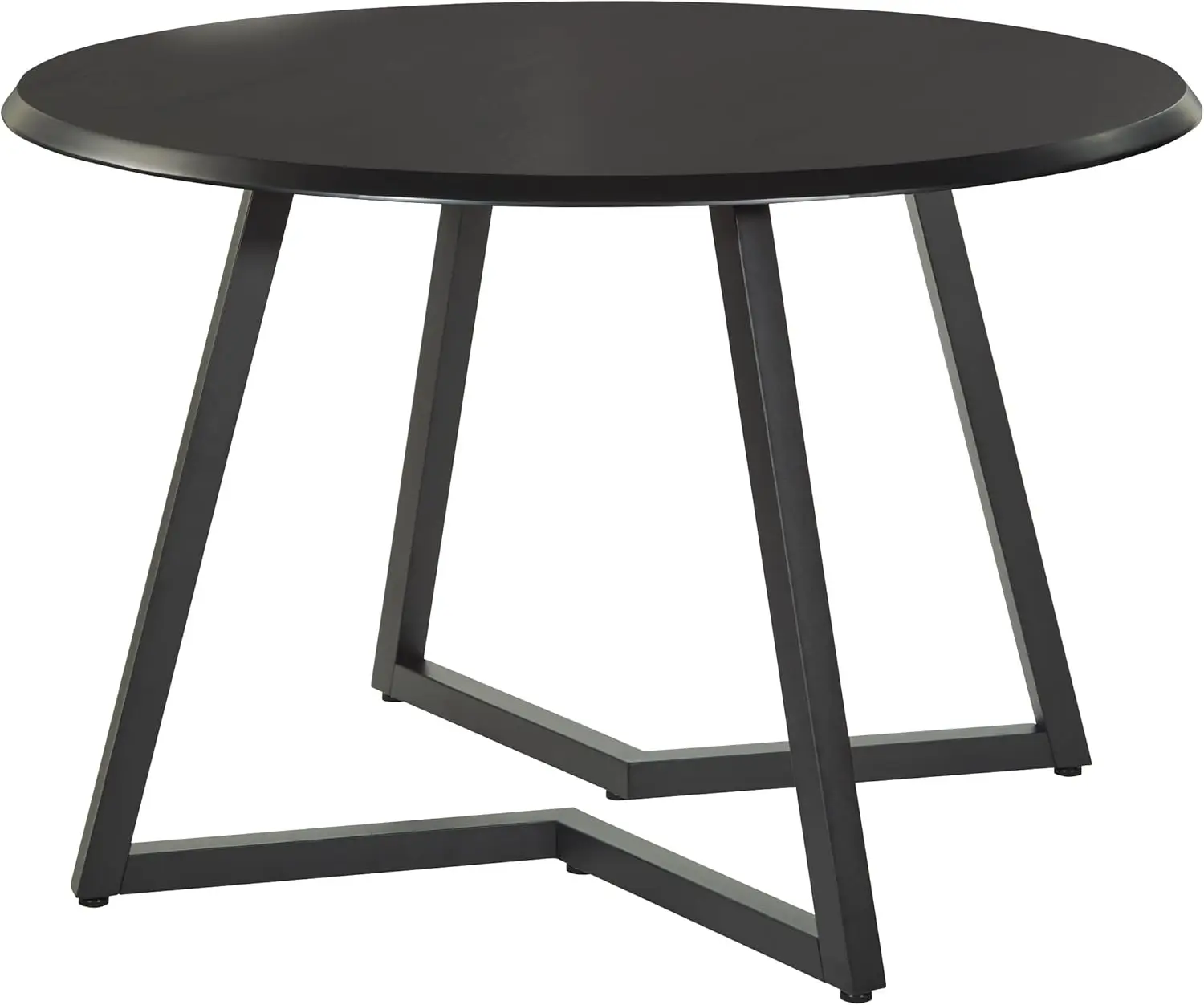 

Metro Mid-Century Modern Round Dining Table with Black Metal Base, 45-inches, Black Veneer Top