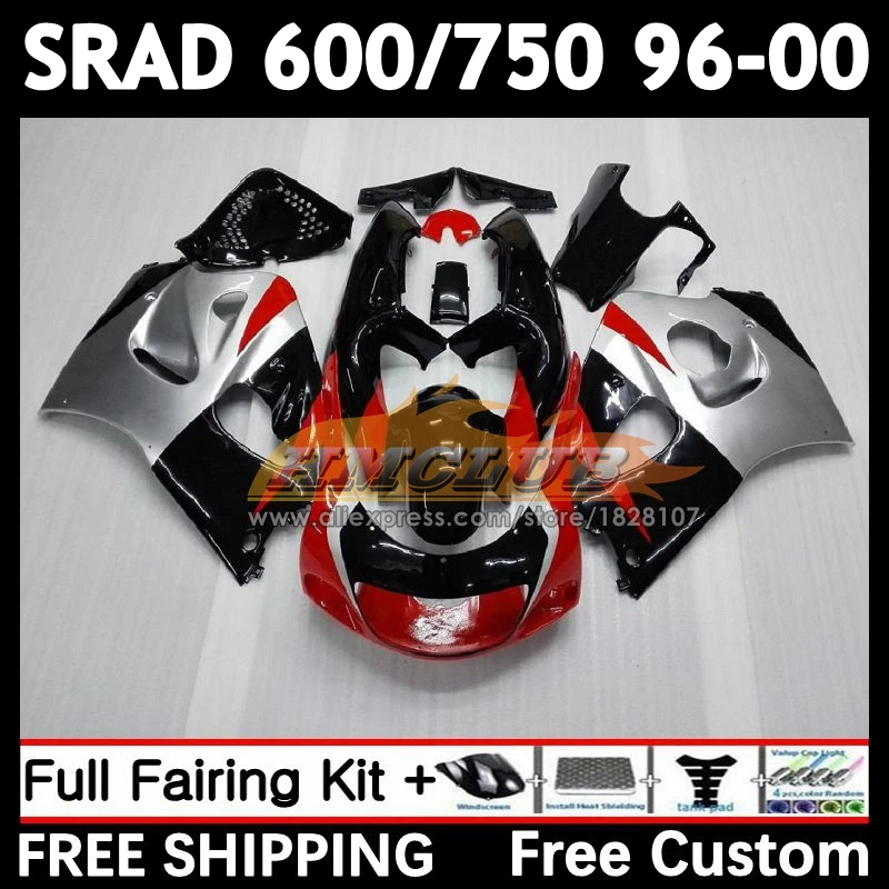 Body For SUZUKI SRAD GSXR 600 750 GSXR600 1996 1997 1998 1999 2000 silvery red 11No.20 GSX-R600 GSXR750 96 97 98 99 00 Fairing