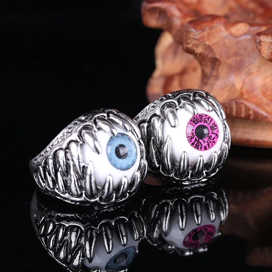 2024 New Fashion Hot Selling Exaggerated Devil's Eye Ring Hip Hop Style Evil Eye Ring Trend Punk Hand Jewelry for Men and Women