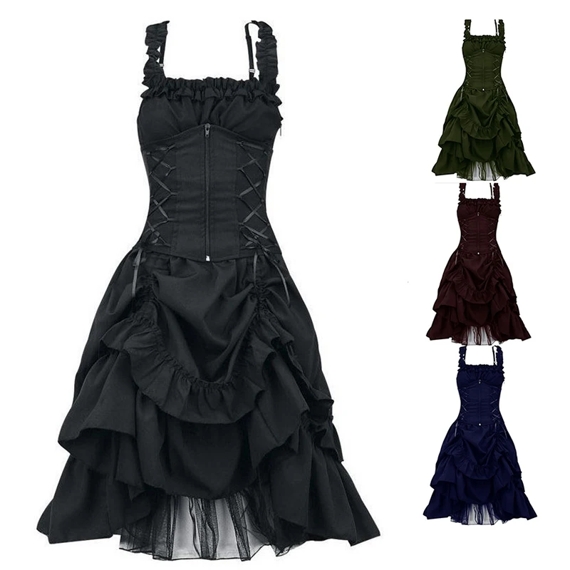 

Halloween Costume for Women Cosplay Princess Dress Lady Gothic Style Sexy Queen Court Cake Skirt Vintage Palace Clothing Party