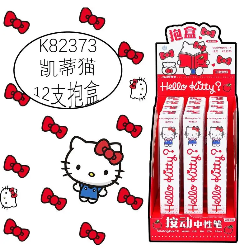 

Набор из 12 гелевых ручек Kawaii Kt, выдвижные, 0.5 мм, черные, для письма и подписи, студенческие канцелярские товары, оптом