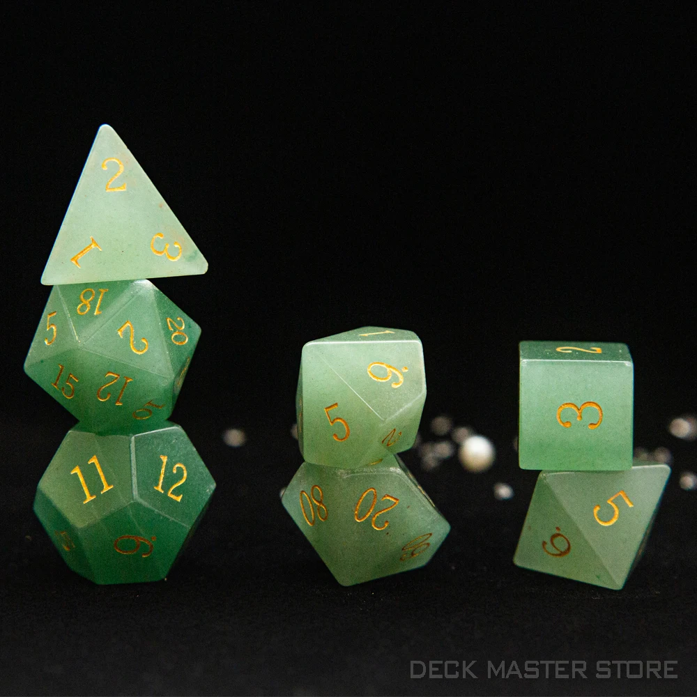 Aventurine Dice Polyhedral Gemstone Various Shapes Digital D20 DnD Dice for D&D TRPG Tabletop Games Board Games Dice