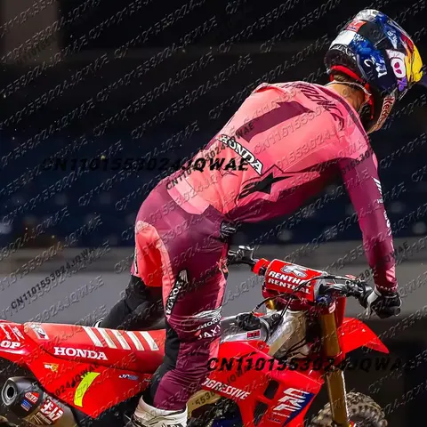 2026 Honda Novo Jett Lawrence # 1 SMX450 Super Motocross Racing Jersey Homens Manga Longa Camiseta de Motocicleta Respirável Top de Secagem Rápida