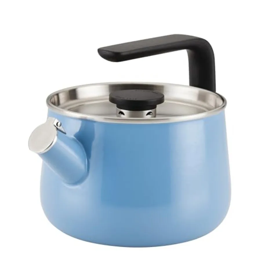 

Teakettles Enamel-on-Steel Stovetop Whistling Teakettle Induction Ready Stainless steel Lid 2 Quart