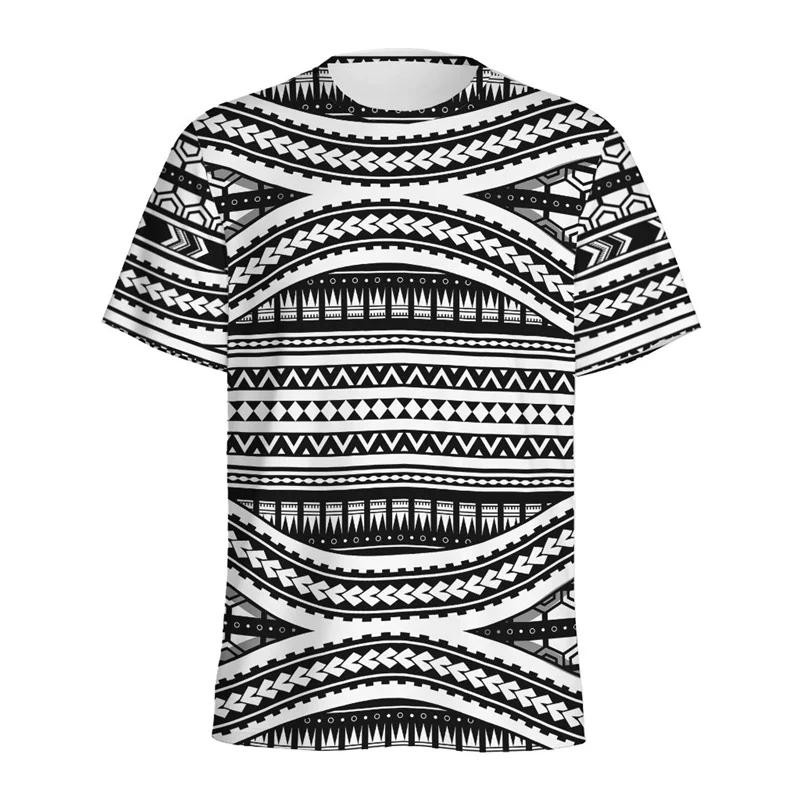 Camiseta con estampado 3D tribal maorí para hombre, camiseta con estampado de tatuaje polinesio, cuello redondo, manga corta, camiseta de gran tamaño para calle