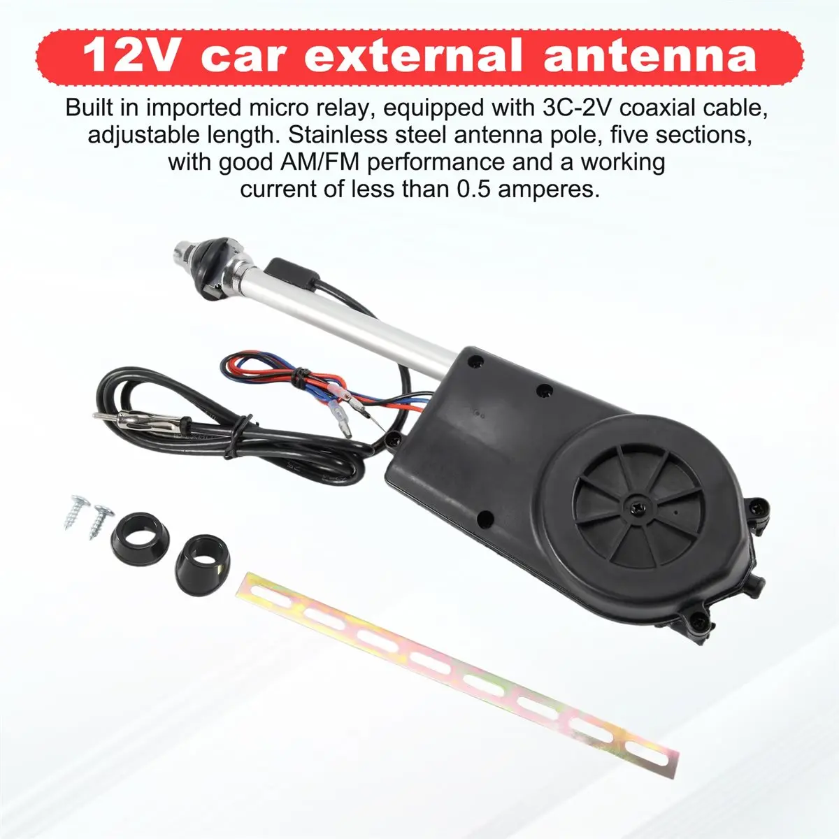 OK Electric Power Automatic Telescopic Antenna Exterior Vehicle Aerials 12V Universal Waterproof for Car SUV AM FM Radio