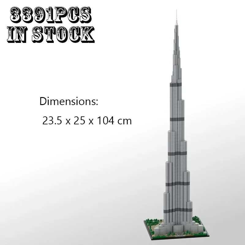 

MOC-131908 Строительный блок View Burj Khalifa 1:800 Масштаб Строительный небоскребок Креативная сборная игрушка DIY День рождения Рождественский подарок
