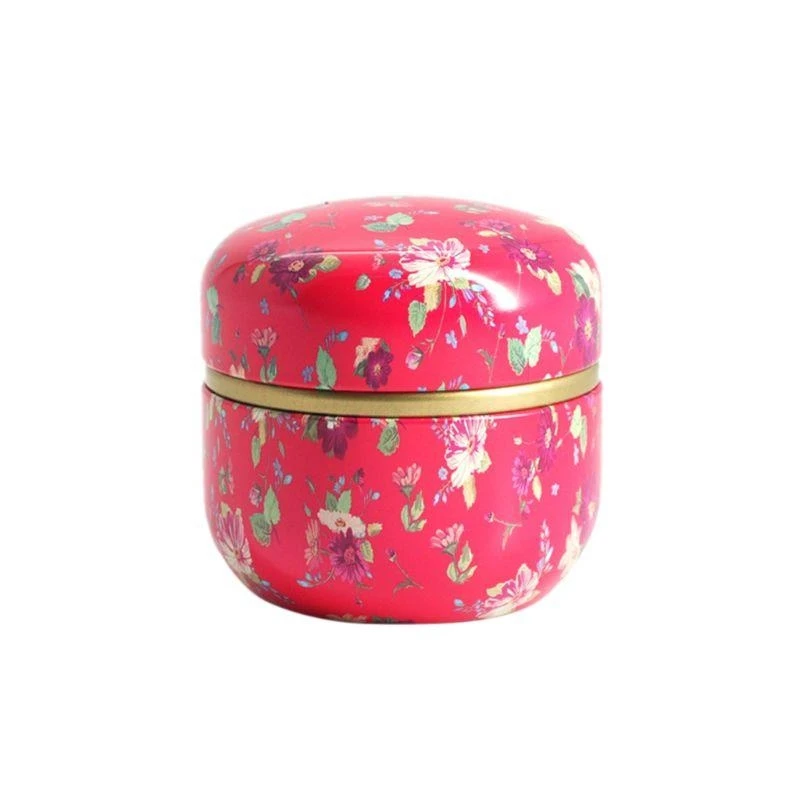 Flower Mini Tin Loose Tea Coffee Candy Storage Box Round Metal for Case Wedding high quality