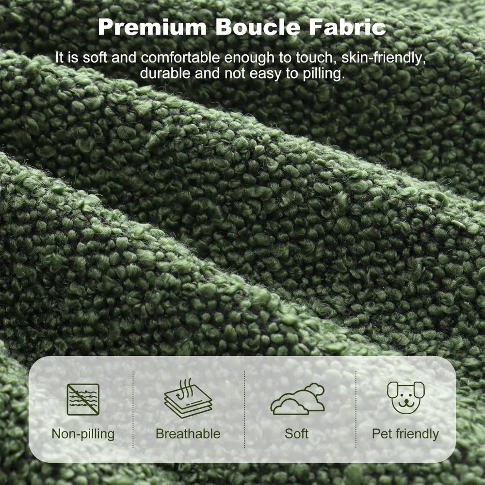 كرسي عثماني للتخزين منجد باللون الأخضر من EluChang مع ذراع أسطواني ومسند للقدمين، كرسي جانبي حديث لغرفة المعيشة