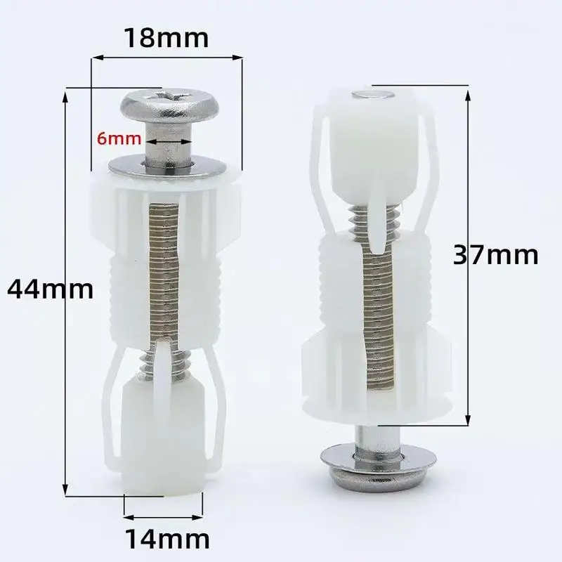 Corrosion Resistant 4Pcs Toilet Lid Fixing Screw Replacement Kit with Nut Cover for Bathroom WC Pan Long Term Use