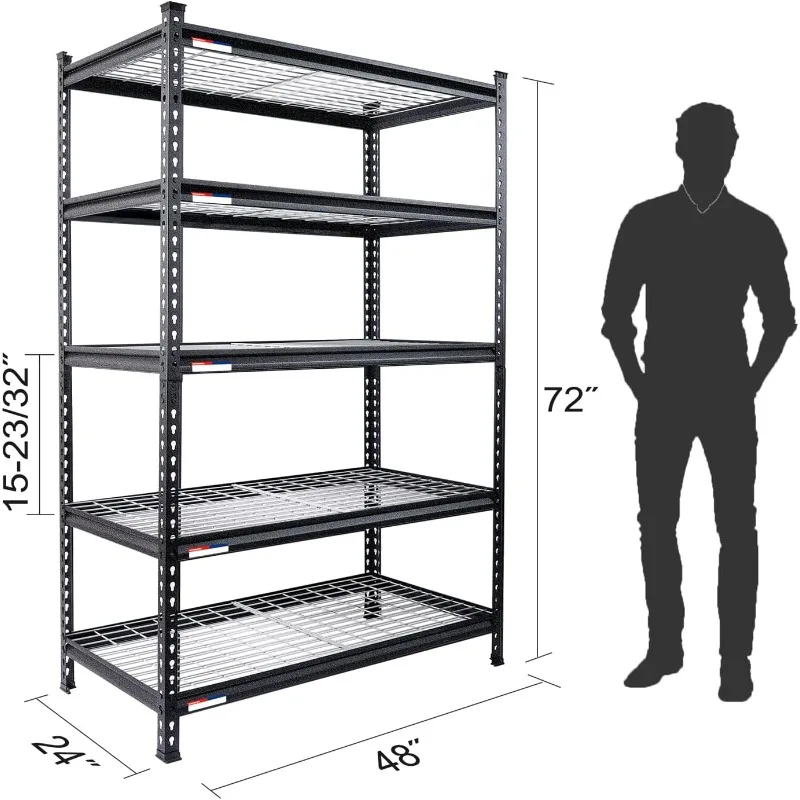 5-Tier Metal Storage Shelving Unit,  Adjustable Storage Rack Heavy Duty Shelf, 4000 Lbs Load Capacity (Total), for Garage
