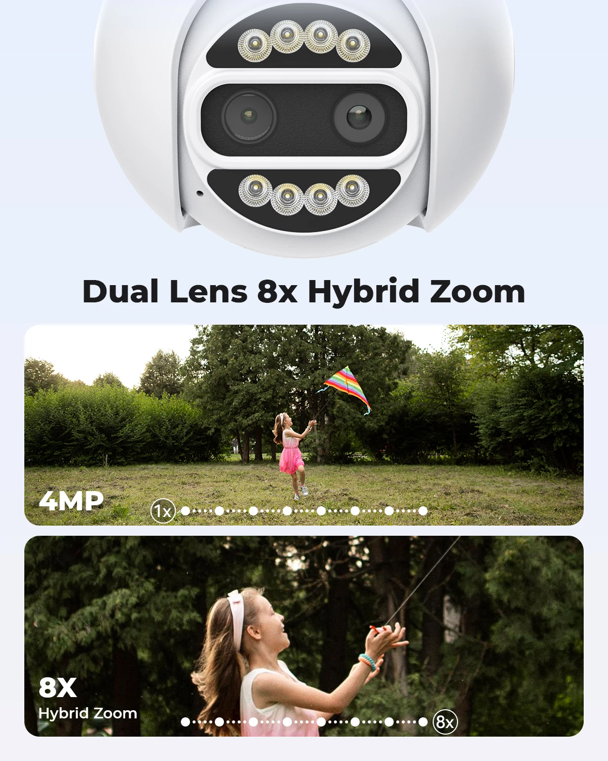 H.VIEW PTZ IP Camera 8x Zoom Dual-Lens Human Detect CCTV Camera 4MP Smart Home Outdoor PoE Surveillance Camera ICSEE APP