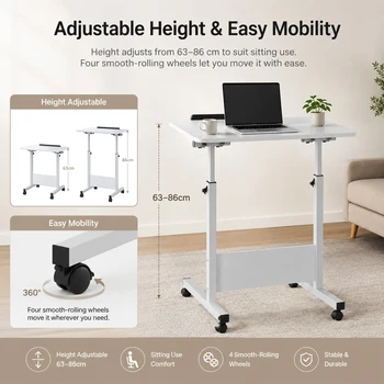 Folding Rolling Multifunctional Laptop Table – Adjustable Computer Desk 1