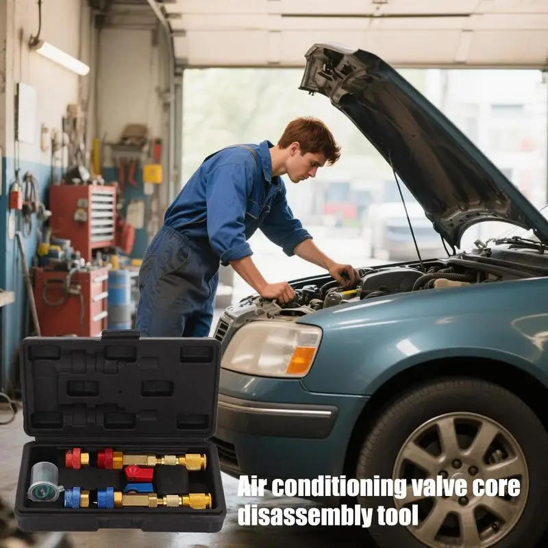 

Valve Core Removal Tool Car Valve Core Quick Remover Installer Portable Anti-Slip Repair Kit AC System Installer Set For Driver