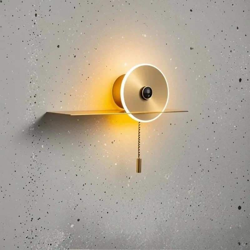 Nordic Minimalist Wall Lamp with Zipper Switch Creative Bedroom Night Light Modern Living Room Study Lamp Home Decor Wall Light