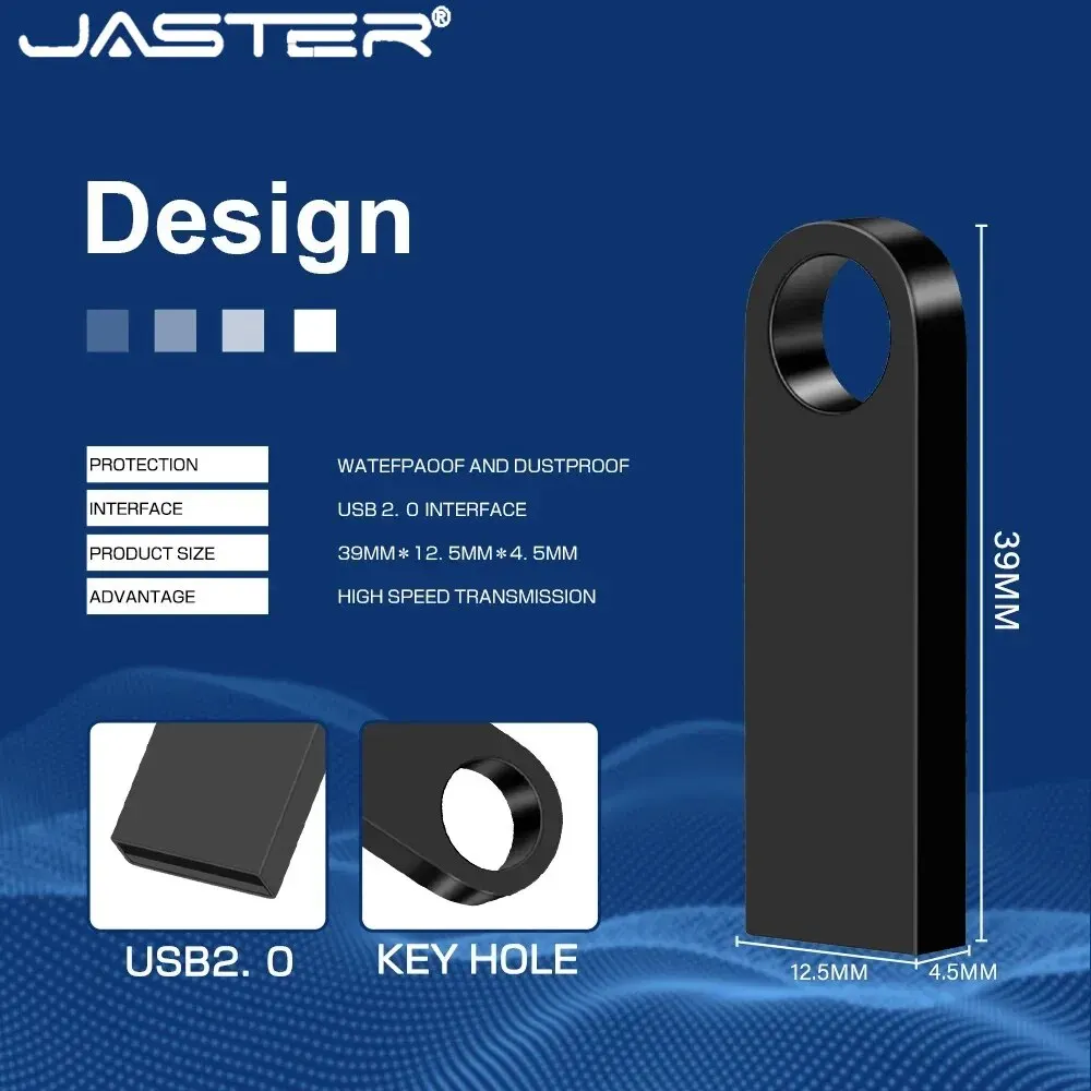 JASTER Mini Metal USB Flash Drive 64GB Pen Drive ad alta velocità 32GB Creative Business Gifts Memory Stick nero Pendrive 16GB argento