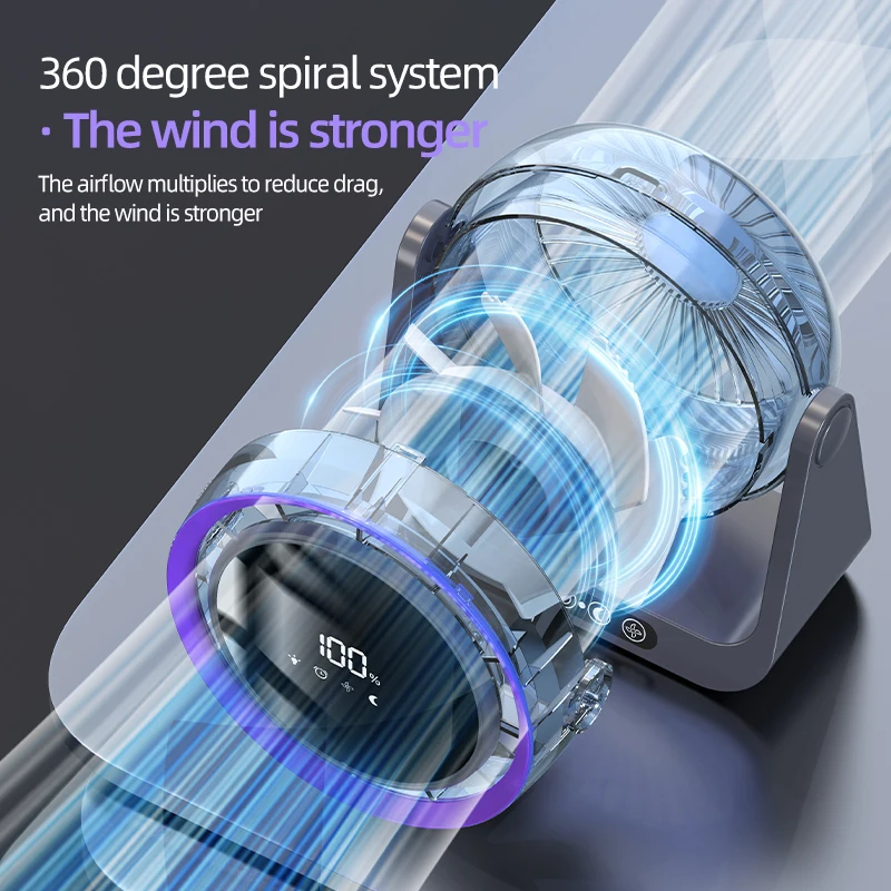 مروحة USB لسطح المكتب وجهاز تحكم عن بعد بقدرة 4000 مللي أمبير في الساعة قابلة لإعادة الشحن على الحائط مع ضوء ليلي لغرفة نوم المكتب