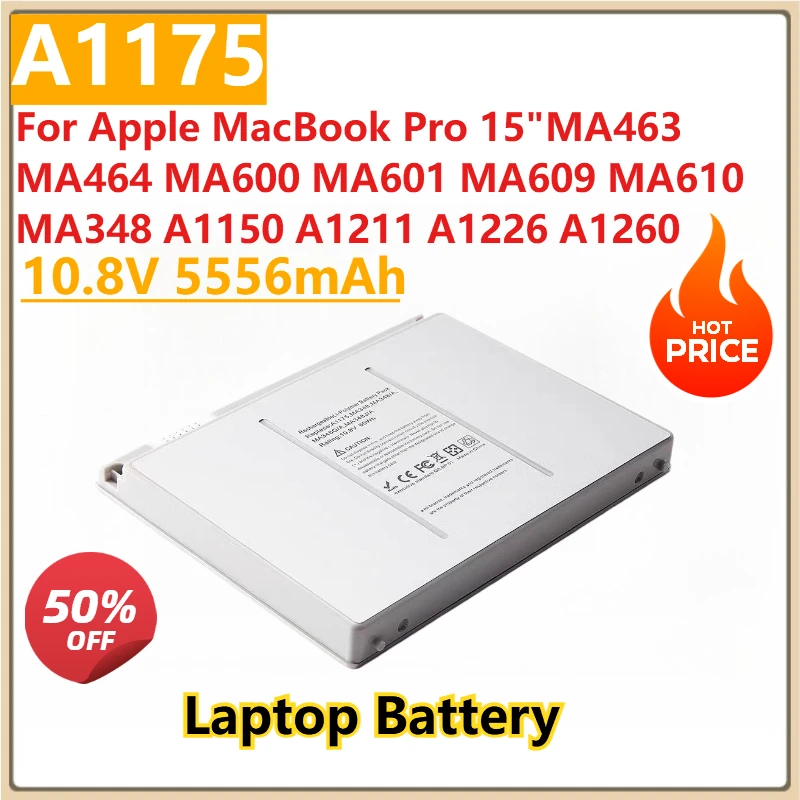 

Новый сменный аккумулятор для ноутбука A1175 10,8 В 5556 мАч для Apple MacBook Pro 15 дюймов MA463 MA464 MA600 MA601 MA609 MA610 MA348 A1150