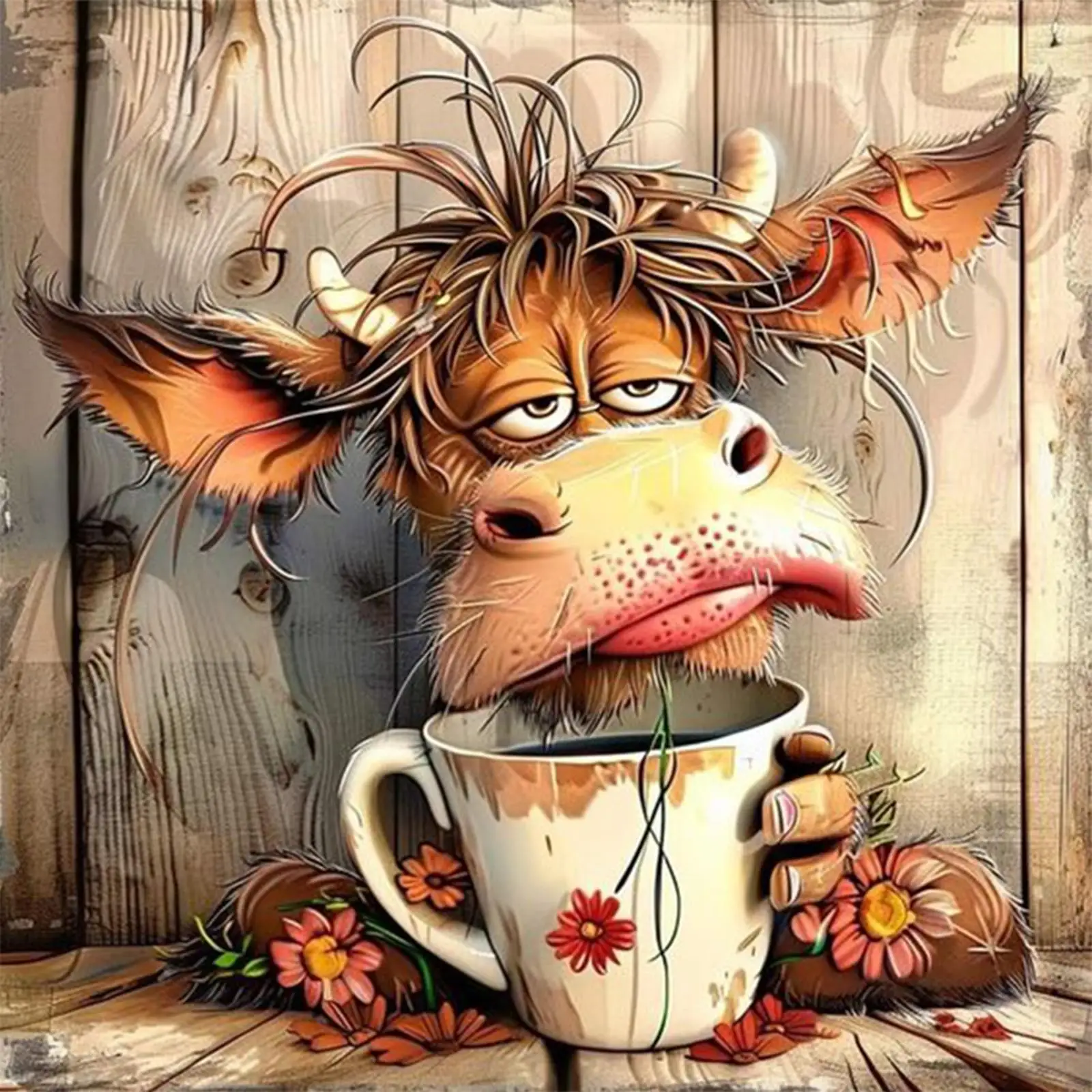 

Набор для рисования по номерам на холсте: Картина маслом «Корова» для декора стен дома, 30x30 см