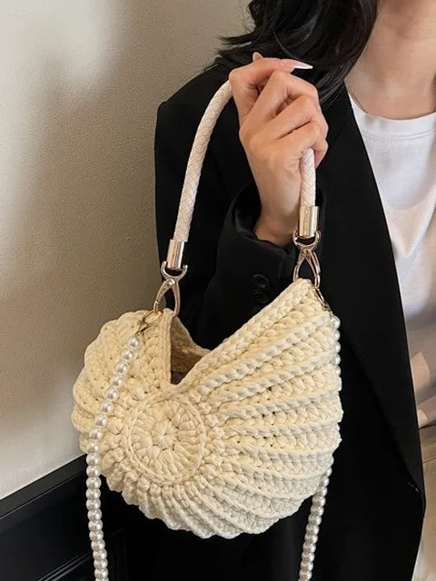 Woven bag handmade woven bag women's seaside conch shell messenger bag shoulder strap finished portable