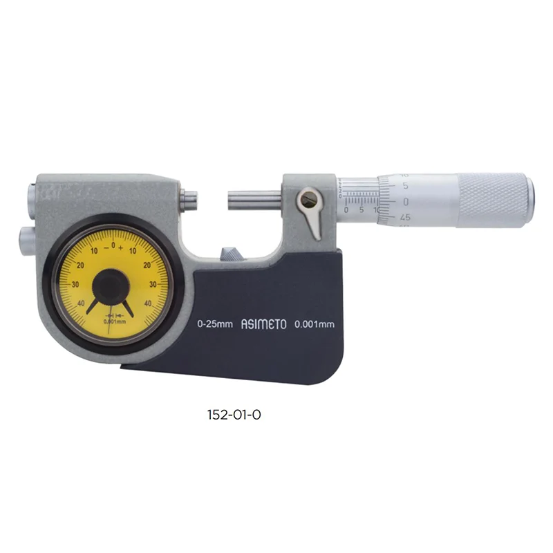 Asimeto Graduation 0.001mm Indicator range: ±0.04mm Carbide tipped measuring faces Indicating Micrometers