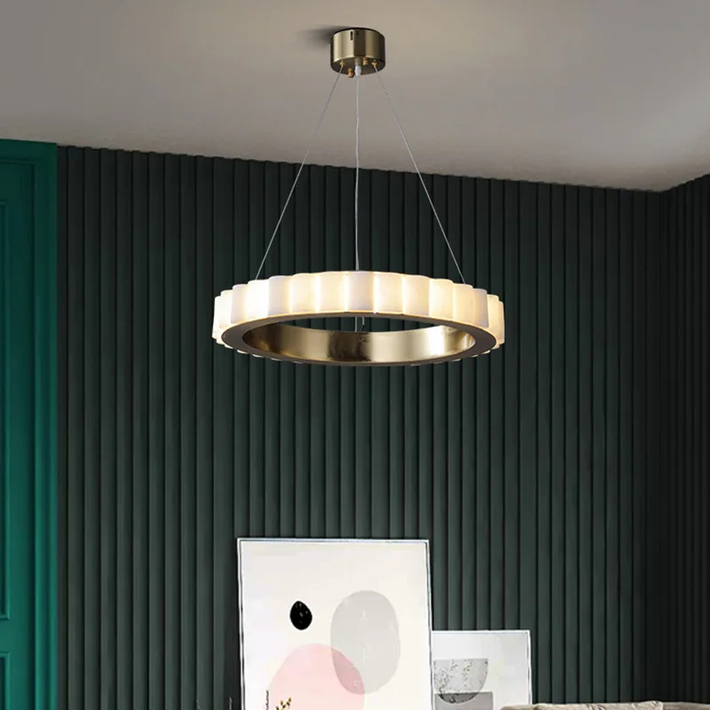 

Postmodern light luxury metal marble living room chandelier Nordic bedroom dining room