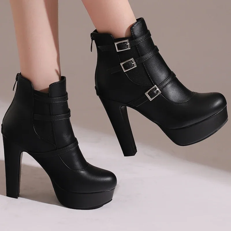 

Белые ботильоны для женщин, зимне-осенняя обувь на платформе, желтые, черные короткие ботинки, обувь на высоком каблуке, женская обувь, большой размер 50, 45