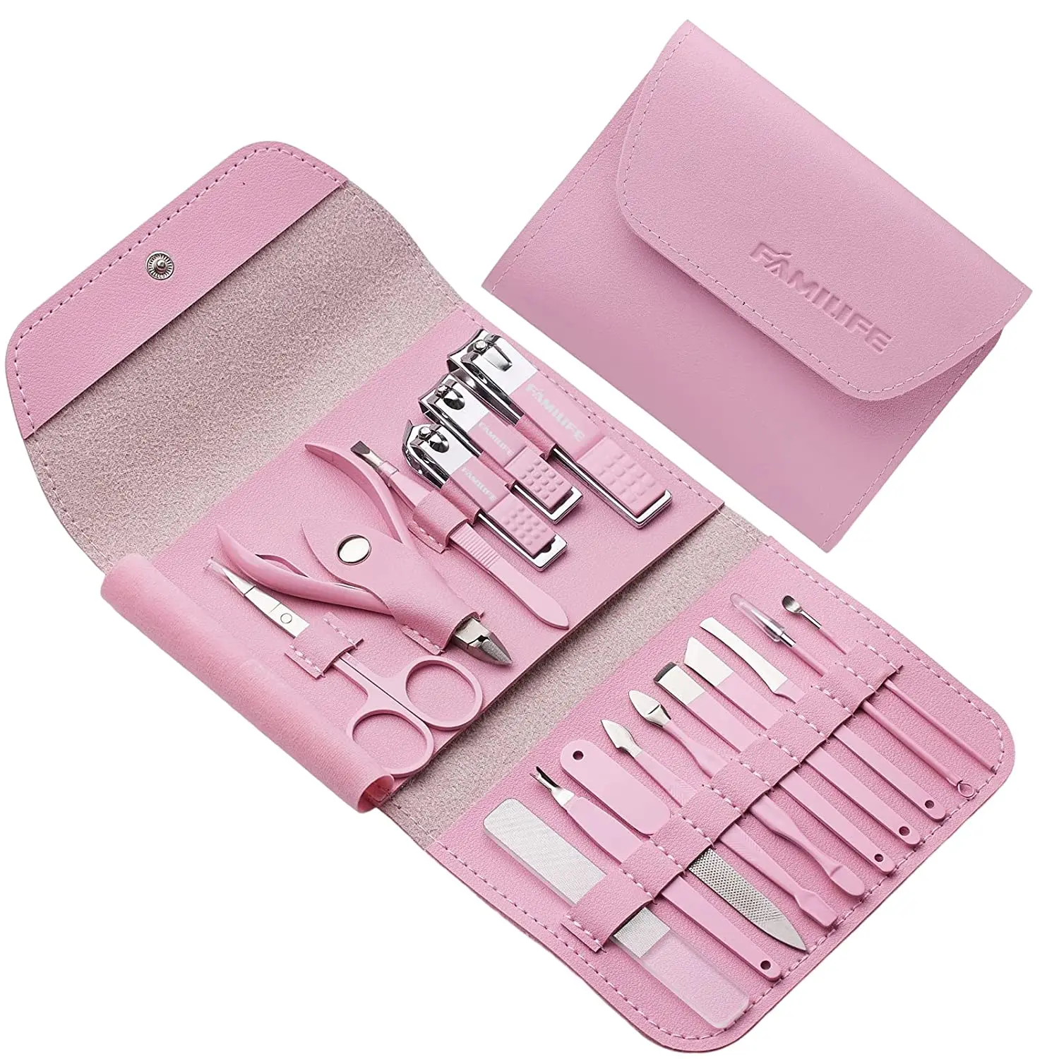 Manicure Set, FAMILIFE 16PCS Nail Care kit Manicure Kit Professional Nail Clippers for Women Grooming Pedicure Kit