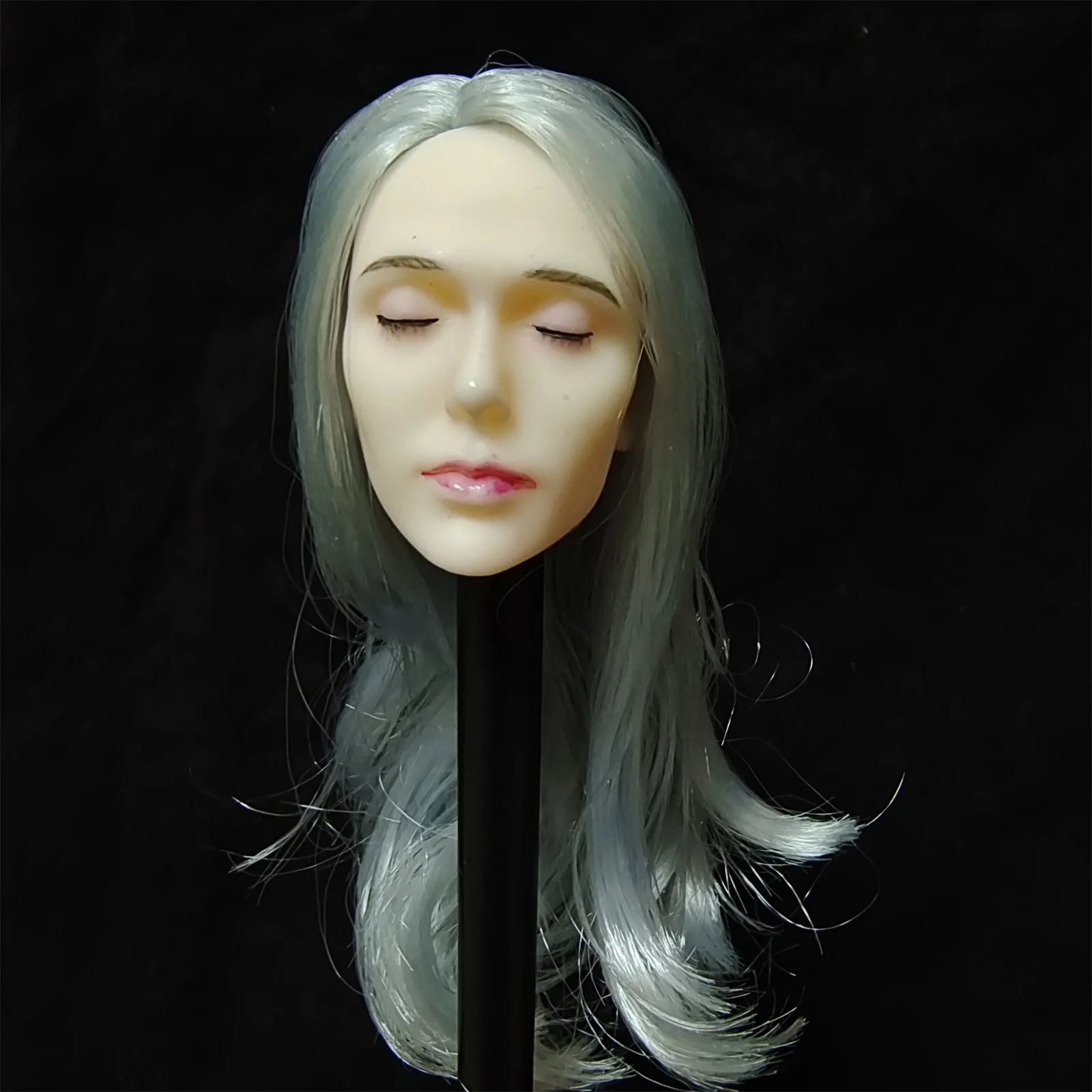 1/6 Female Grey Hair  Head  Expression Women Anime Toys  Girls  Sculpt  Close eyes  Model for 12 " TBL PH  Figure Body