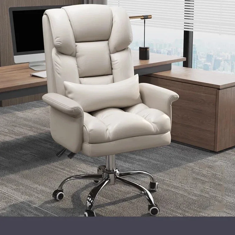 Boss Office Chair Luxury Comfort Swivel Handle Recliner Footrest Metal Frame Legs Bedroom Elastic Sillas Furniture