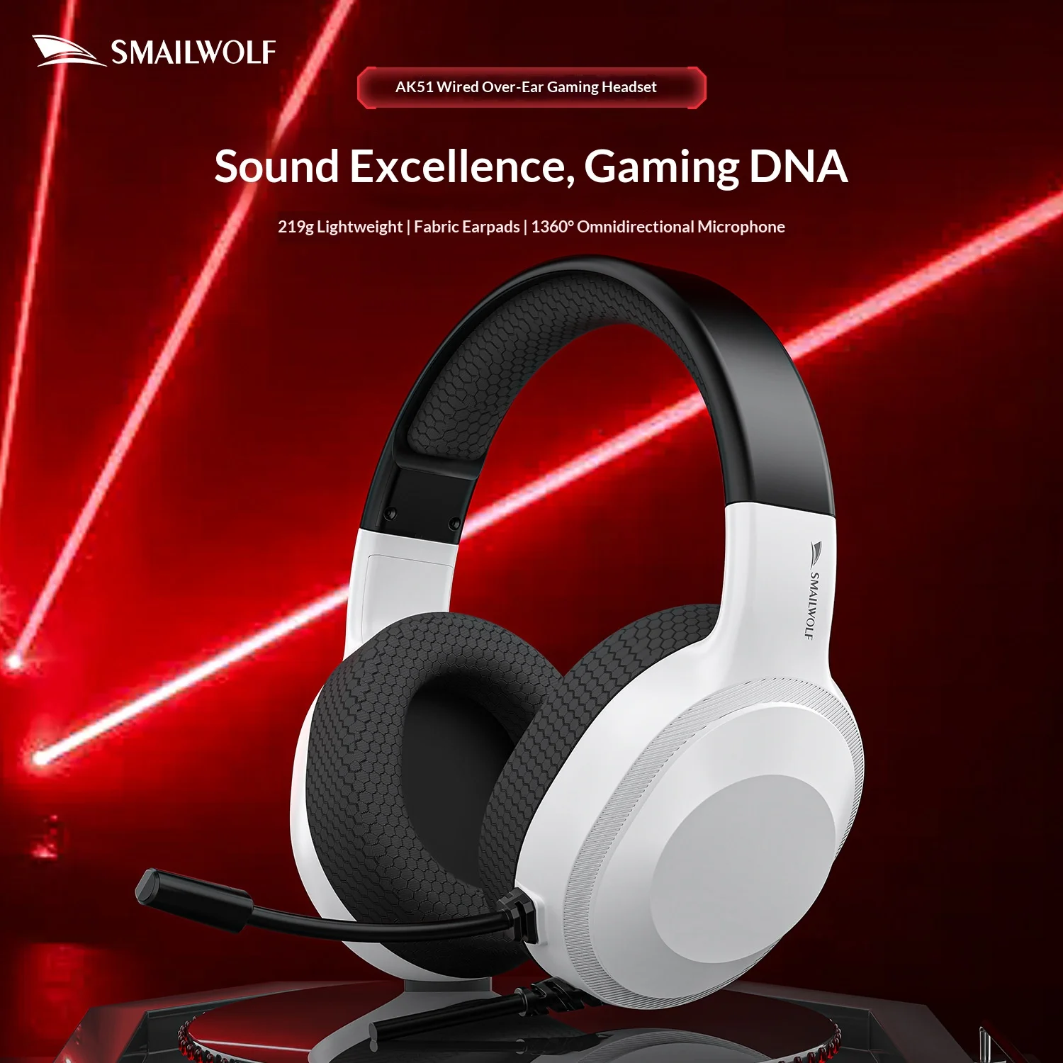 SMAILWOLF Wired Gaming Headset Lightweight E-Sports Headphones with Microphone for Game Live Streaming Desktop Laptop Universal