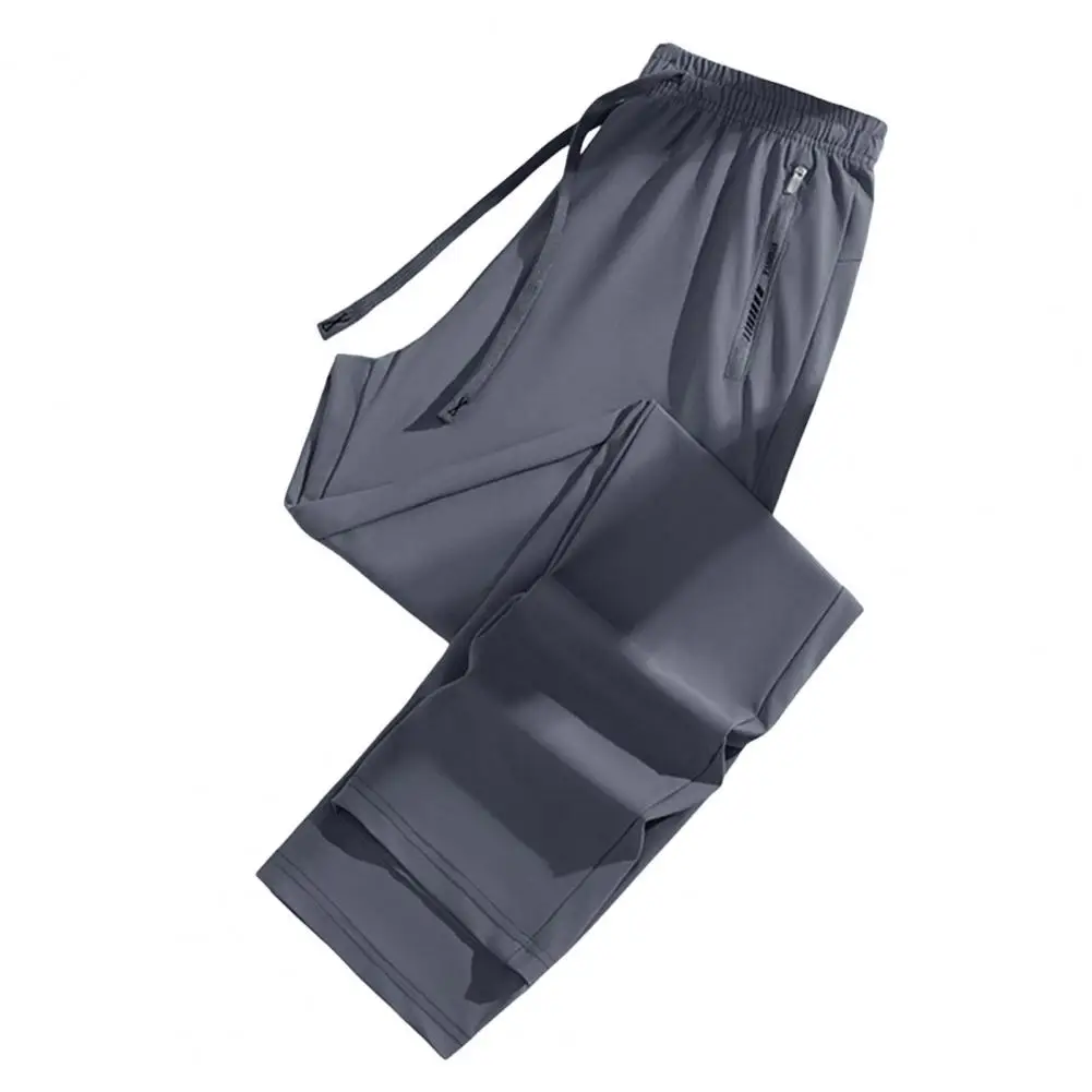 2025 летние новые эластичные мужские брюки из тонкого ледяного шелка, повседневные гладкие брюки с эластичной резинкой на талии, мужская брендовая одежда, 5 цветов