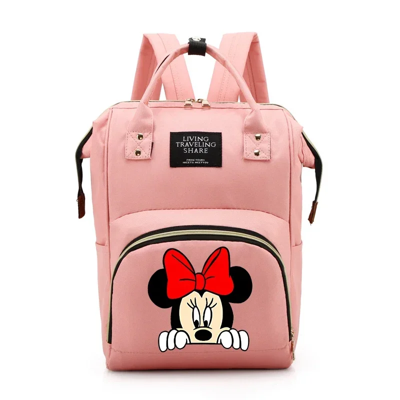 Disney Mickey Minnie Mommy Bag Milk Storage Handheld Canvas Color Matching Backpack Women Bag Baby Mom Bottle Bag Large Capacity